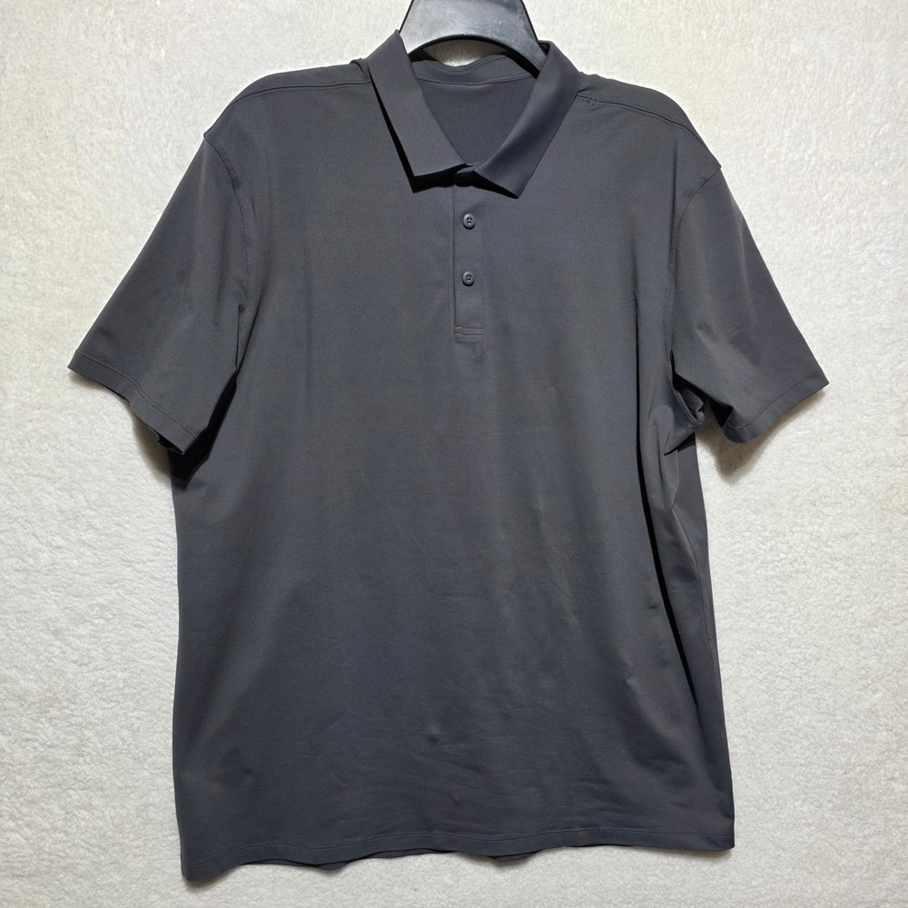 Lululemon Short Sleeve Polo Shirt Men's XL Charcoal Gray Golf Performance